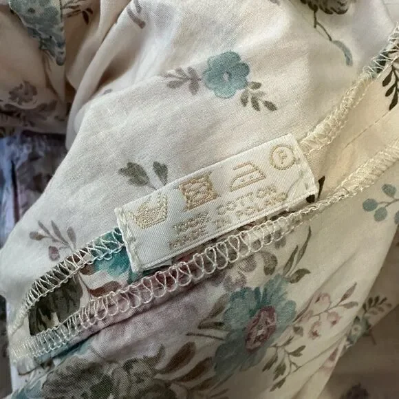 ANNA MASON Maxi Skirt Beige Floral Tiered Flare Cotton Peasant Fairy - Picture 9 of 11